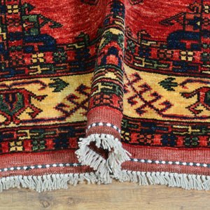 Hand-Knotted Afghan Ersari Elephant Feet Wool Handmade Rug (Size 2.8 X 9.7) Cwral-8676