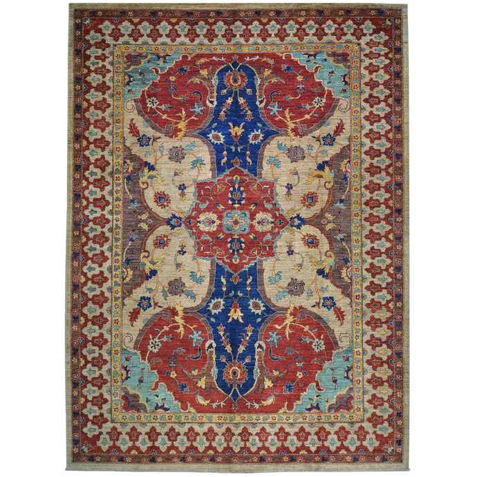 Hand-Knotted Afghan Tribal Traditional Design Wool Rug (Size 9.10 X 13.5) Cwral-8682