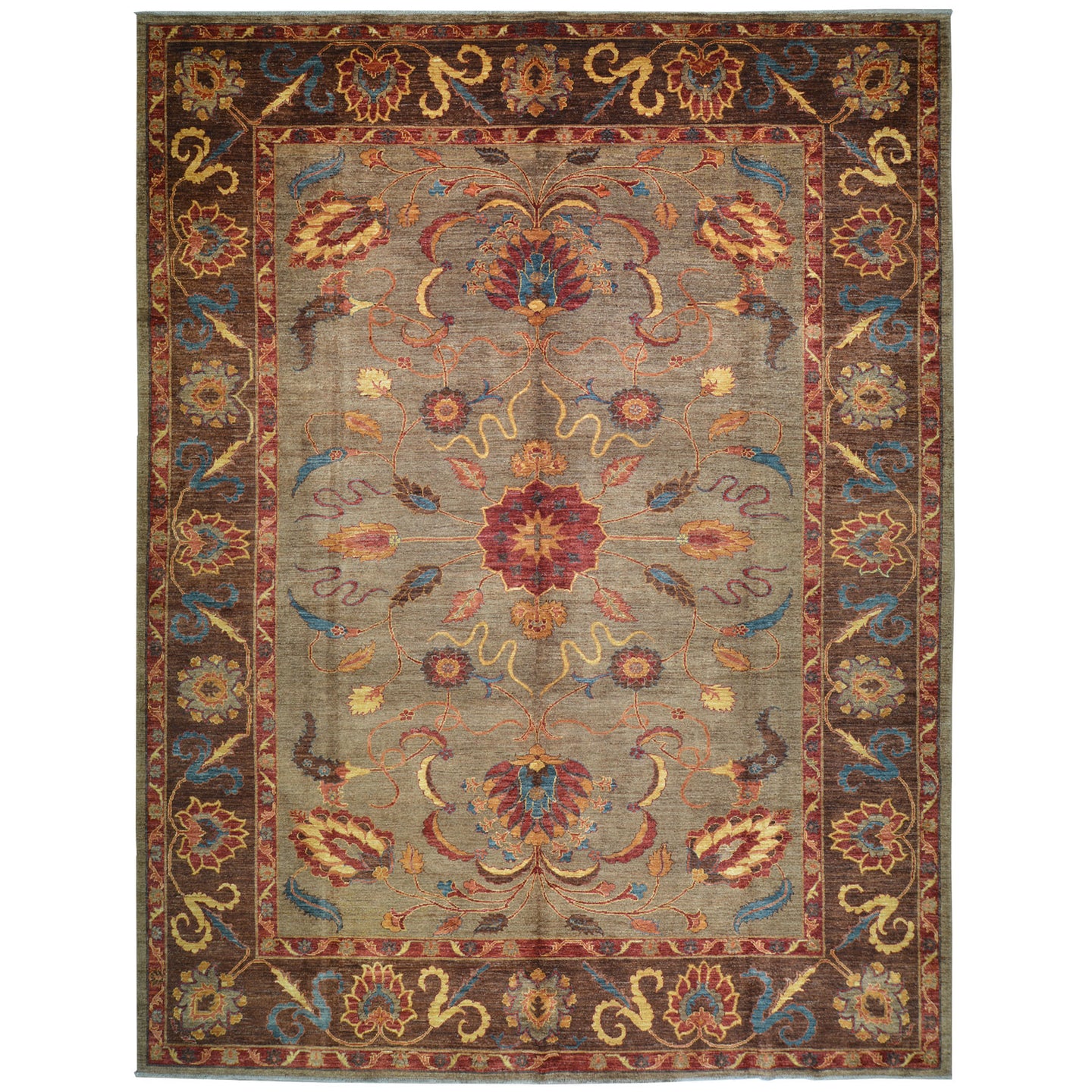 Hand-Knotted Afghan Tribal Traditional Design Wool Rug (Size 10.0 X 13.2) Cwral-8685