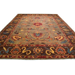 Hand-Knotted Afghan Tribal Traditional Design Wool Rug (Size 10.0 X 13.2) Cwral-8685