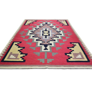 Hand-Woven Southwestern Design Wool Handmade Rug (Size 6.6 X 9.10) Cwral-8691