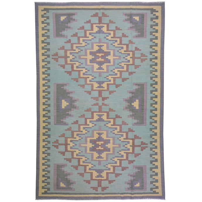 Hand-Woven Southwestern Design Wool Handmade Rug (Size 6.5 X 9.11) Cwral-8694