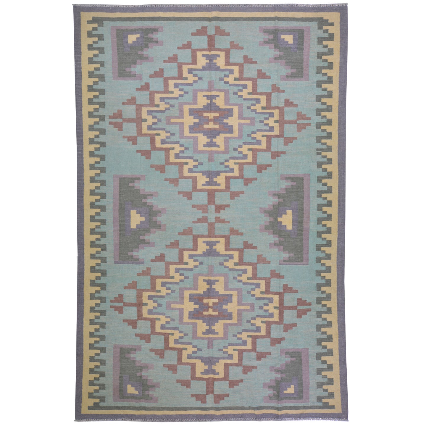 Hand-Woven Southwestern Design Wool Handmade Rug (Size 6.5 X 9.11) Cwral-8694