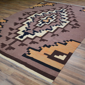 Hand-Woven Tribal Kilim Southwestern Design Wool Rug (Size 6.4 X 9.9) Cwral-8700