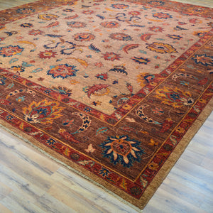 Hand-Knotted Afghan Tribal Traditional Design Wool Rug (Size 10.7 X 12.6) Cwral-8724