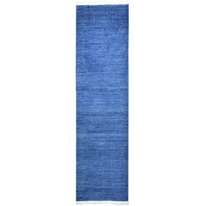 Hand-Knotted Blue Contemporary Handmade Wool Rug (Size 2.8 X 10.2) Cwral-8733