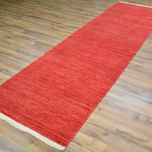 Hand-Knotted Red Contemporary Handmade Wool Rug (Size 2.9 X 10.0) Cwral-8760