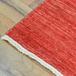 Hand-Knotted Red Contemporary Handmade Wool Rug (Size 2.9 X 9.11) Cwral-8766