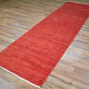 Hand-Knotted Red Contemporary Handmade Wool Rug (Size 2.9 X 9.11) Cwral-8766