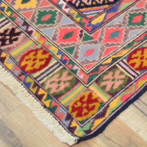 Hand-Knotted And Soumak Handmade Tribal Wool Rug (Size 2.10 X 9.2) Cwral-8778
