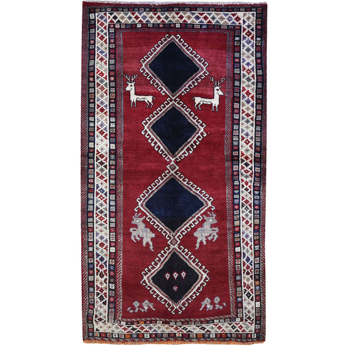 Hand-Knotted Oriental Persian Shiraz Tribal Handmade Wool Rug (Size 4.0 X 7.4) Cwral-8871