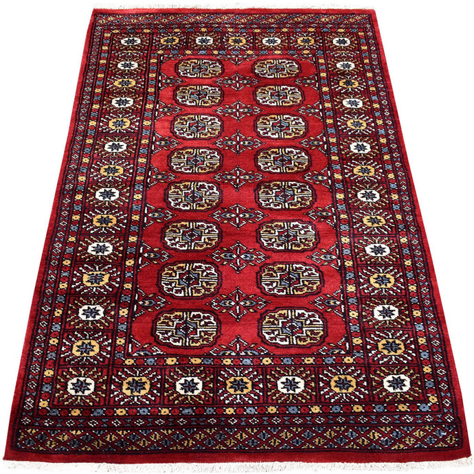 Hand-Knotted Tribal Jaldar Bokhara Handmade Wool Rug (Size 3.1 X 5.1) Cwral-8898