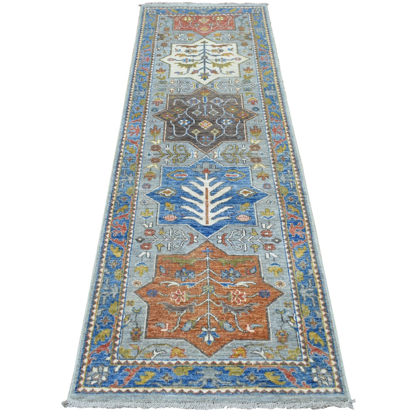 Hand-Knotted Caucasian Kazak Design 100% Wool Hallway Runner (Size 2.5 X 7.9) Cwral-8928