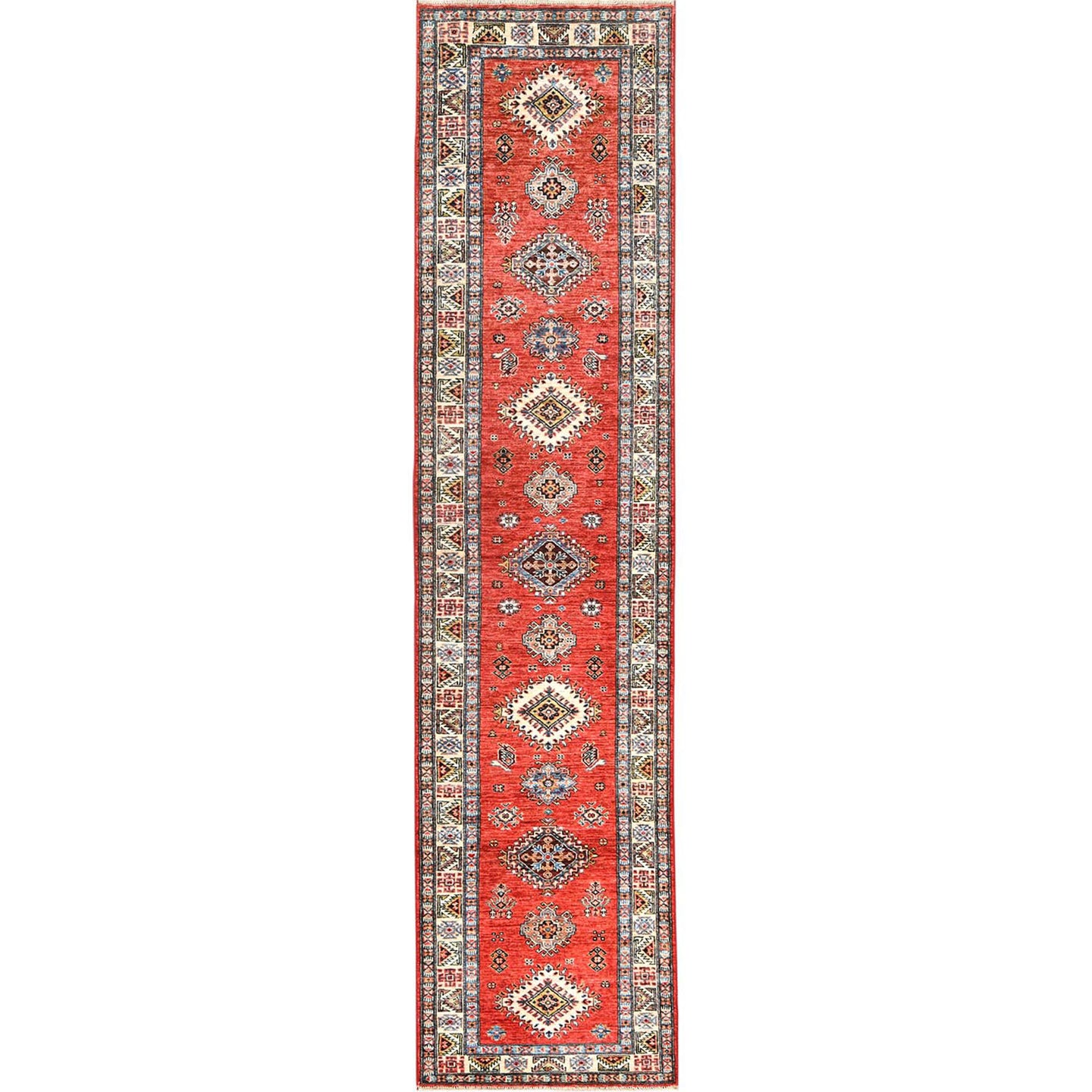 Hand-Knotted Fine Caucasian Kazak Design 100% Wool Rug (Size 2.9 X 11.6) Cwral-8961