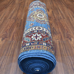 Hand-Knotted Caucasian Super Kazak Design Handmade Wool Rug (Size 3.0 X 26.8) Cwral-8976