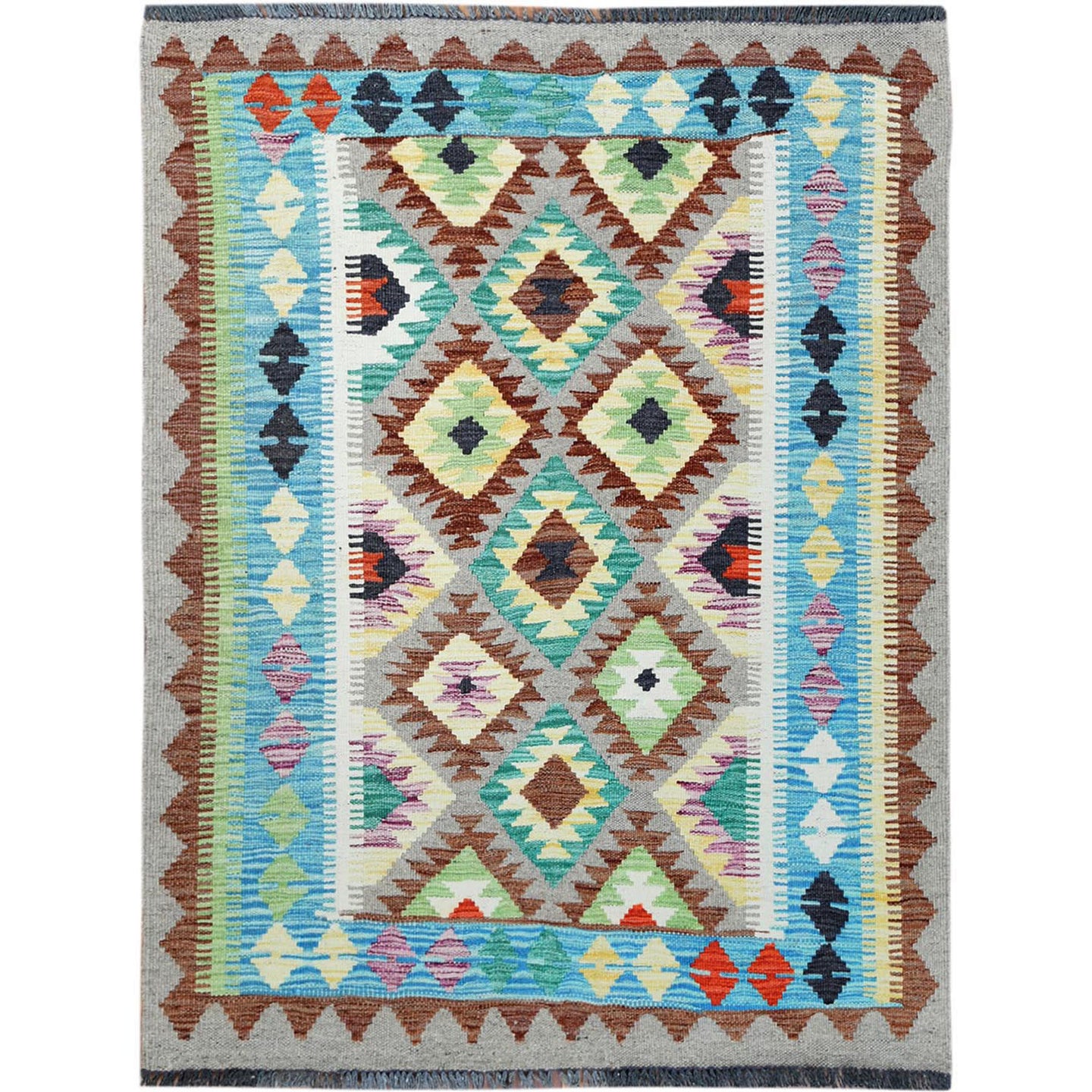 Hand-Woven Reversible Tribal Kilim Handmade Wool Rug (Size 3.5 X 4.5) Cwral-9021