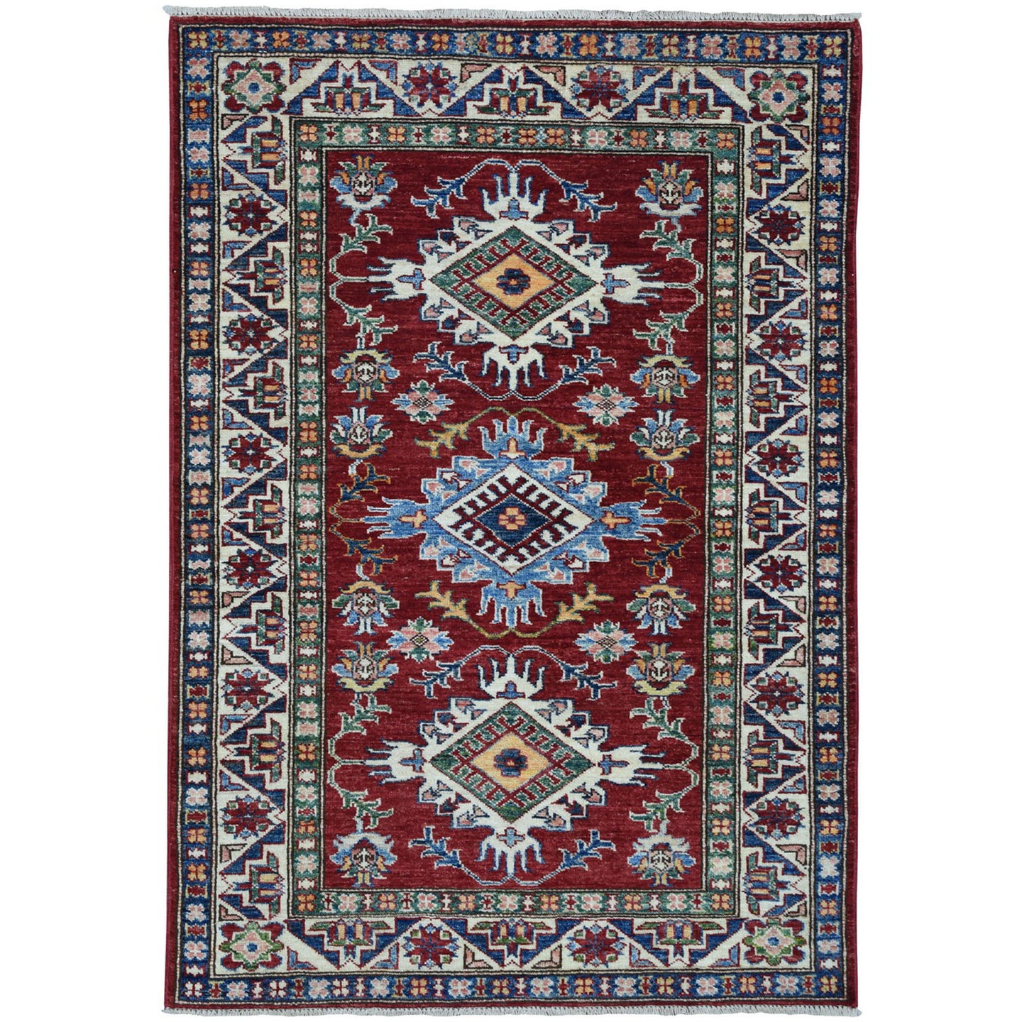 Hand-Knotted Caucasian Design Kazak Wool Handmade Rug (Size 3.2 X 4.9) Cwral-9072