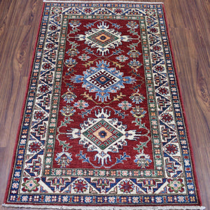 Hand-Knotted Caucasian Design Kazak Wool Handmade Rug (Size 3.2 X 4.9) Cwral-9072