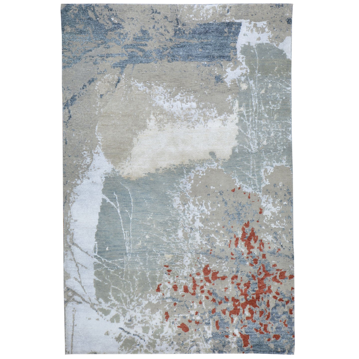 Hand-Knotted Contemporary Modern Abstract Wool Handmade Rug (Size 4.0 X 6.0) Cwral-9084
