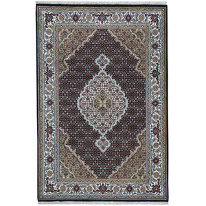Hand-Knotted Oriental Wool Silk Indo Mahi Tabriz Rug (Size 4.0 X 6.0) Cwral-9087