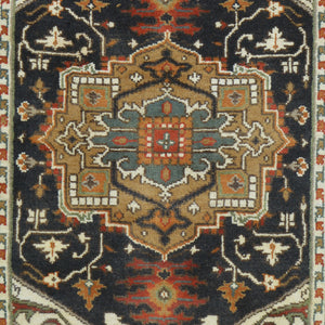 Hand-Knotted Black Serapi Heriz Oriental Wool Rug (Size 3.11 X 5.10) Cwral-9090