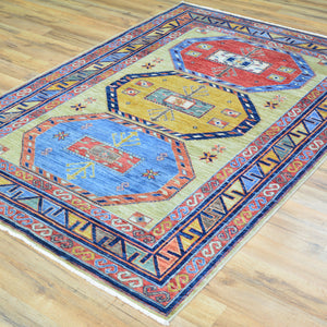 Hand-Knotted Afghan Traditional Design Ghazni Wool Handmade Rug (Size 4.2 X 6.0) Cwral-9129