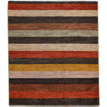 Load image into Gallery viewer, Hand-Knotted Contemporary Strip Gabbeh Wool Handmade Rug (Size 3.5 X 3.9) Cwral-9144