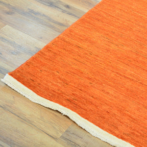 Hand-Knotted Orange Modern Peshawar Gabbeh Handmade 100% Wool Rug (Size 2.9 X 10.0) Cwral-9150