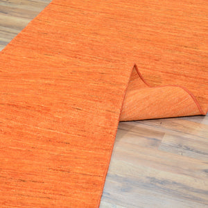 Hand-Knotted Orange Modern Peshawar Gabbeh Handmade 100% Wool Rug (Size 2.9 X 10.0) Cwral-9150