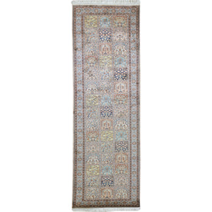 Hand-Knotted Kashmiri Silk Handmade Traditional Design Rug (Size 2.6 X 9.10) Cwral-9162