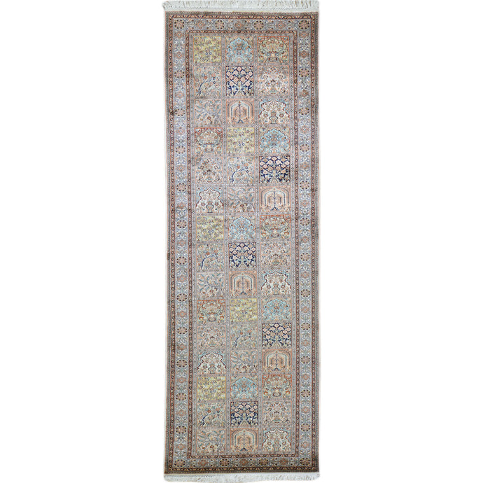 Hand-Knotted Kashmiri Silk Handmade Traditional Design Rug (Size 2.6 X 9.10) Cwral-9162