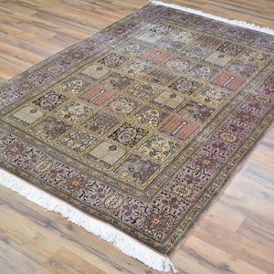 Hand-Knotted Traditional Design Kashmiri Silk Handmade Rug (Size 4.1 X 6.3) Cwral-9168