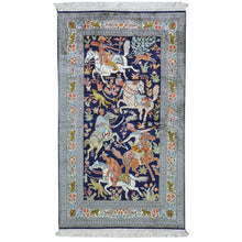 Load image into Gallery viewer, Hand-Knotted Hunting Design Kashmiri Silk Handmade Rug (Size 3.0 X 5.3) Cwral-9180