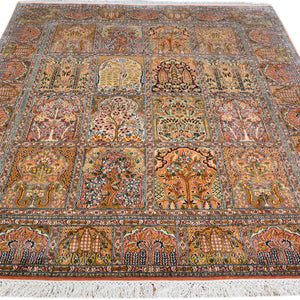 Hand-Knotted Traditional Design Kashmiri Silk Handmade Rug (Size 5.1 X 7.2) Cwral-9216