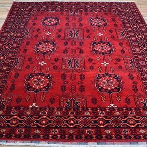 Hand-Knotted Tribal Turkoman Design Handmade Wool Rug (Size 5.0 X 6.7) Cwral-9273