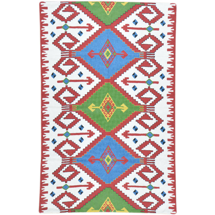 Hand-Woven Kashmiri Chain-Stitched Handmade Wool Rug (Size 3.10 X 6.0) Cwral-9285