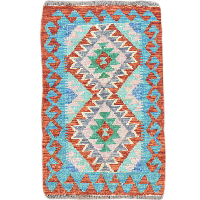 Hand-Woven Reversible Tribal Kilim Handmade Wool Rug (Size 1.11 X 3.0) Cwral-9309