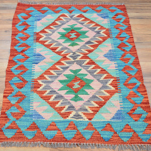 Hand-Woven Reversible Tribal Kilim Handmade Wool Rug (Size 1.11 X 3.0) Cwral-9309