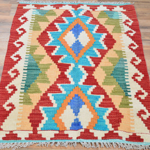 Hand-Woven Reversible Tribal Kilim Handmade Wool Rug (Size 2.0 X 2.11) Cwral-9312