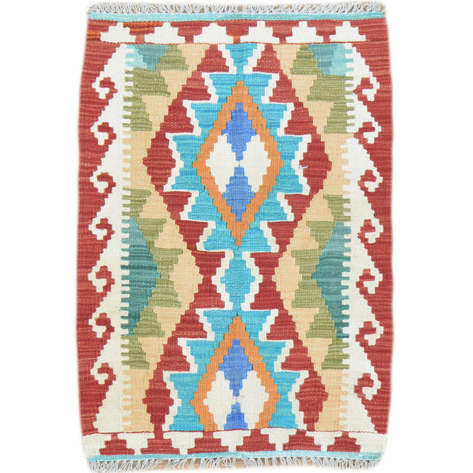 Hand-Woven Reversible Tribal Kilim Handmade Wool Rug (Size 2.0 X 2.11) Cwral-9312