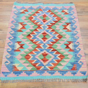 Hand-Woven Reversible Tribal Kilim Handmade Wool Rug (Size 1.11 X 2.8) Cwral-9315