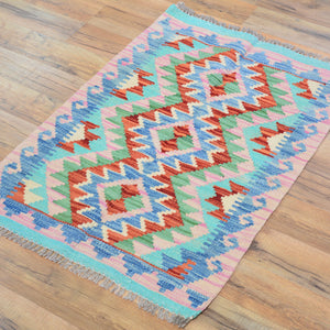 Hand-Woven Reversible Tribal Kilim Handmade Wool Rug (Size 1.11 X 2.8) Cwral-9315