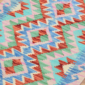 Hand-Woven Reversible Tribal Kilim Handmade Wool Rug (Size 1.11 X 2.8) Cwral-9315