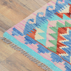 Hand-Woven Reversible Tribal Kilim Handmade Wool Rug (Size 1.11 X 2.8) Cwral-9315