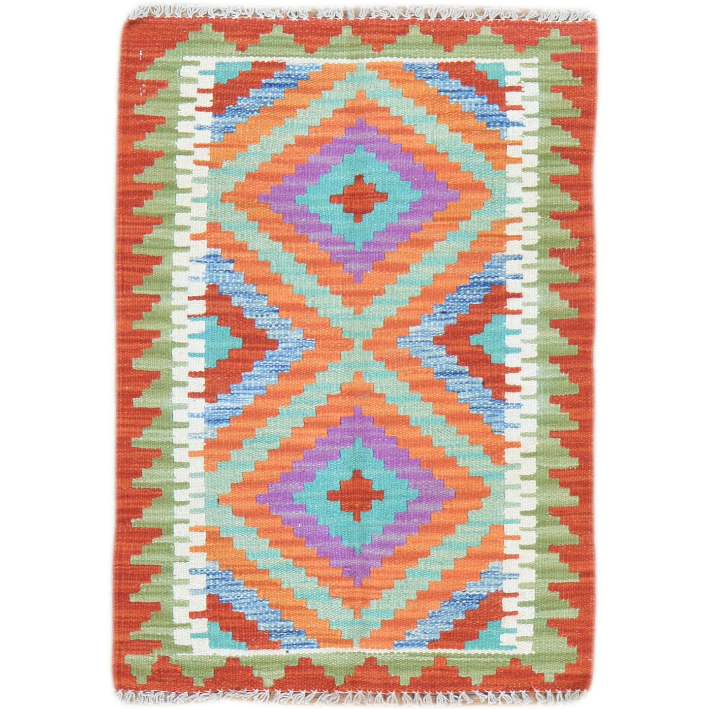 Hand-Woven Reversible Tribal Kilim Handmade Wool Rug (Size 2.0 X 2.11) Cwral-9318