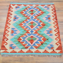 Load image into Gallery viewer, Hand-Woven Reversible Tribal Kilim Handmade Wool Rug (Size 1.11 X 2.9) Cwral-9342