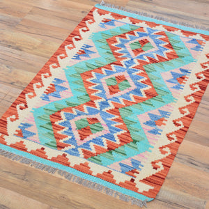 Hand-Woven Reversible Tribal Kilim Handmade Wool Rug (Size 1.11 X 2.9) Cwral-9342