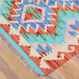 Hand-Woven Reversible Tribal Kilim Handmade Wool Rug (Size 1.11 X 2.9) Cwral-9342