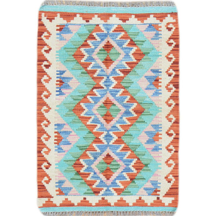 Hand-Woven Reversible Tribal Kilim Handmade Wool Rug (Size 1.11 X 2.9) Cwral-9342