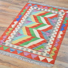 Load image into Gallery viewer, Hand-Woven Reversible Tribal Kilim Handmade Wool Rug (Size 1.11 X 2.9) Cwral-9345